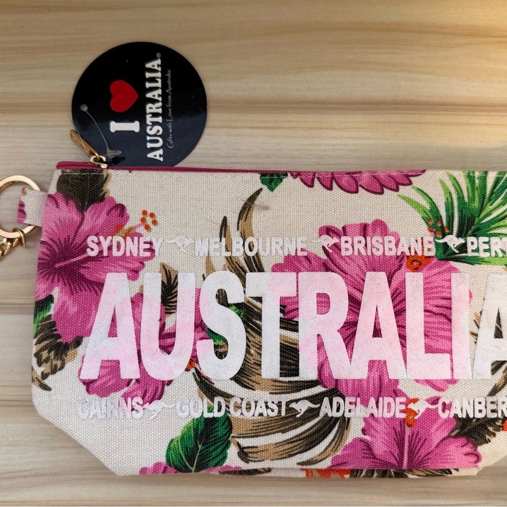 NWT Authentic Australia Souvenir Gift Floral Cosmetic Travel Zipper Pouch